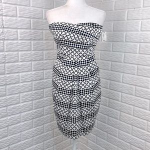 Outback Red The Limited Strapless Dress Size 0 White Navy Blue Dots Pockets NWT